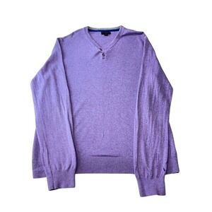 Banana Republic Mens XL Purple Cotton Henley V-Neck Sweater Pullover Preppy